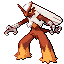 #257 Blaziken sprite Rojo Fuego / Verde Hoja Shiny